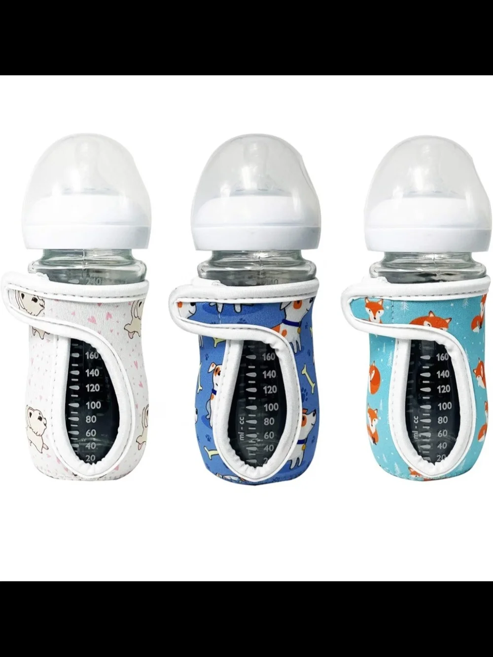 Pack of 3 neoprene sleeves for 8 oz Philips Avent Natural glass bottles